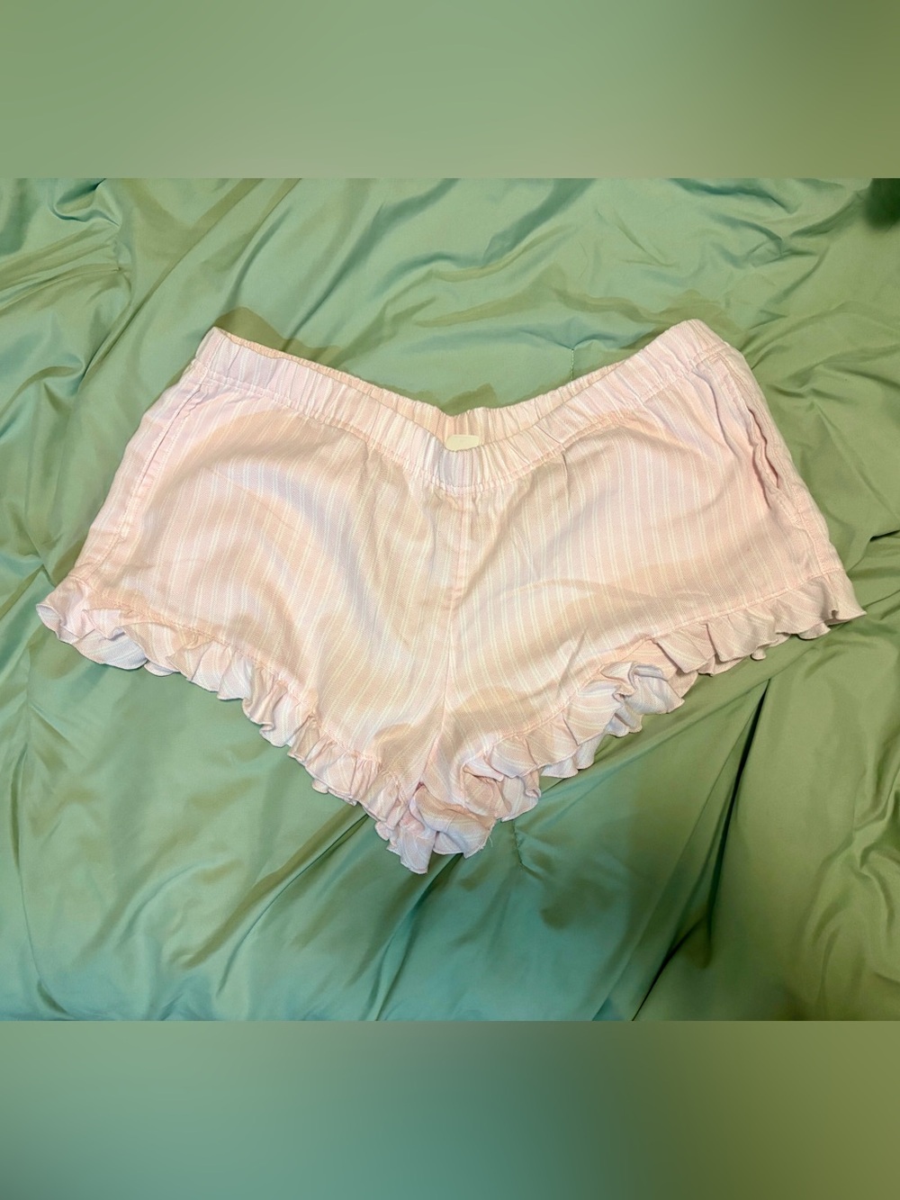 Hollister Light Pink Striped Ruffle Sleep Shorts